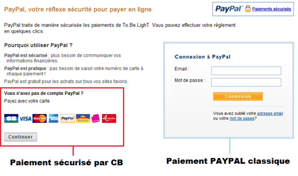 Paiement securisé par CB via Paypal